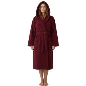 Berkshire Homewear Robe XL Burgundy Sherpa Fleece Hooded Plush Belted NWT